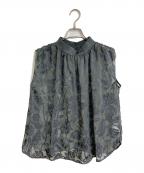 anuansアニュアンス）の古着「2wayオパールスタンドカラーブラウス　ノースリーブブラウス　セレモニー」｜グレー