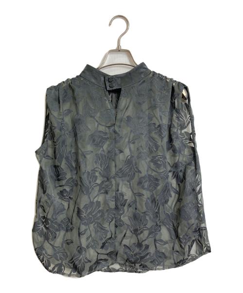 anuans（アニュアンス）anuans (アニュアンス) 2wayオパールスタンドカラーブラウス　ノースリーブブラウス　セレモニー グレー サイズ:FREEの古着・服飾アイテム