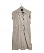 anuansアニュアンス）の古着「リネンライクロングジレ ダブルボタン ジレ」｜ベージュ