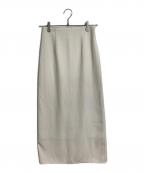 anuansアニュアンス）の古着「バックサテンタイトスカート ロングスカート」｜ホワイト