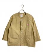 DANTONダントン）の古着「ワークジャケット ノーカラージャケット ロゴワッペン」｜ベージュ