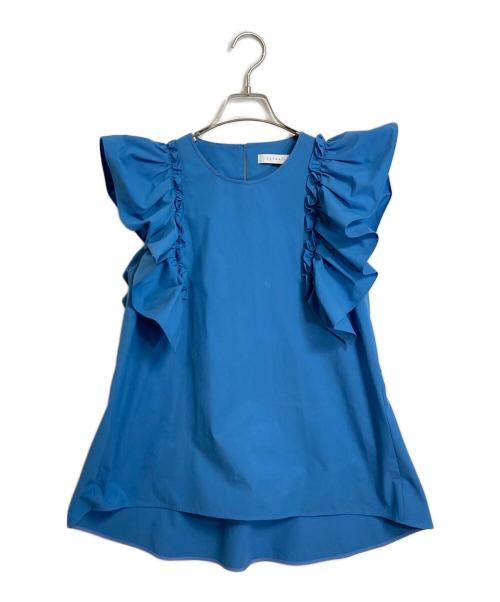 ESTNATION（エストネーション）ESTNATION (エストネーション) ソロテックスフリルブラウス ブルー サイズ:Sの古着・服飾アイテム
