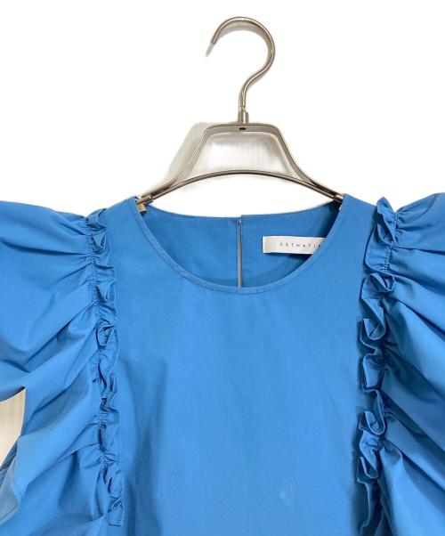 ESTNATION（エストネーション）ESTNATION (エストネーション) ソロテックスフリルブラウス ブルー サイズ:Sの古着・服飾アイテム