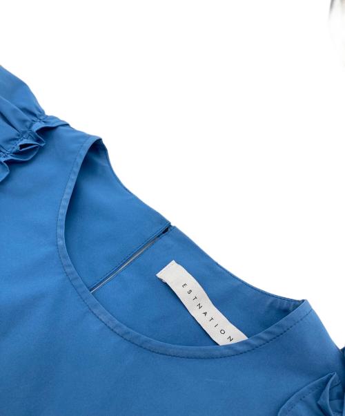 ESTNATION（エストネーション）ESTNATION (エストネーション) ソロテックスフリルブラウス ブルー サイズ:Sの古着・服飾アイテム