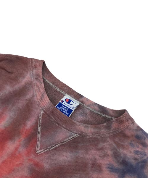 Champion REVERSE WEAVE（チャンピオン リバース ウィーブ）Champion REVERSE WEAVE (チャンピオン リバース ウィーブ) 【古着】カレッジロゴ後染めスウェット レッド×ブルー サイズ:Lの古着・服飾アイテム