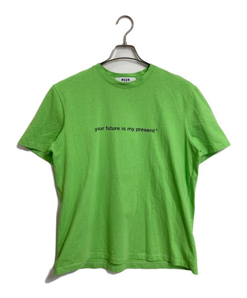 MSGM（エムエスジーエム）MSGM (エムエスジーエム) ロゴプリントTシャツシャツ　半袖カットソー　Tシャツ　Tee   イタリア製 グリーン サイズ:Mの古着・服飾アイテム
