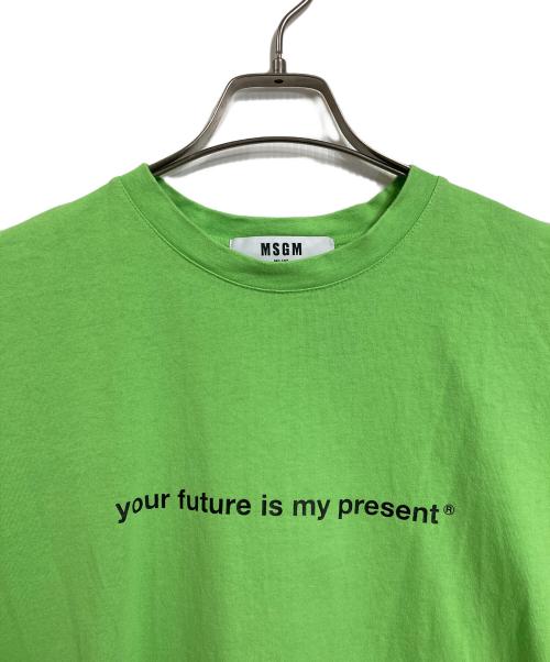 MSGM（エムエスジーエム）MSGM (エムエスジーエム) ロゴプリントTシャツシャツ　半袖カットソー　Tシャツ　Tee   イタリア製 グリーン サイズ:Mの古着・服飾アイテム