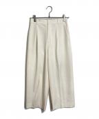 UNTITLEDアンタイトル）の古着「【ストレッチ/後ろウエストゴム】タックワイドパンツ ジップフライパンツ スラックスパンツ」｜ホワイト