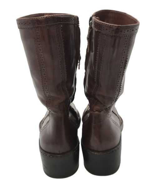 DRIES VAN NOTEN（ドリスヴァンノッテン）DRIES VAN NOTEN (ドリスヴァンノッテン) ウイングチップサイドジップブーツ ブラウン サイズ:35 1/2の古着・服飾アイテム