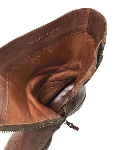 DRIES VAN NOTEN（ドリスヴァンノッテン）DRIES VAN NOTEN (ドリスヴァンノッテン) ウイングチップサイドジップブーツ ブラウン サイズ:35 1/2の古着・服飾アイテム