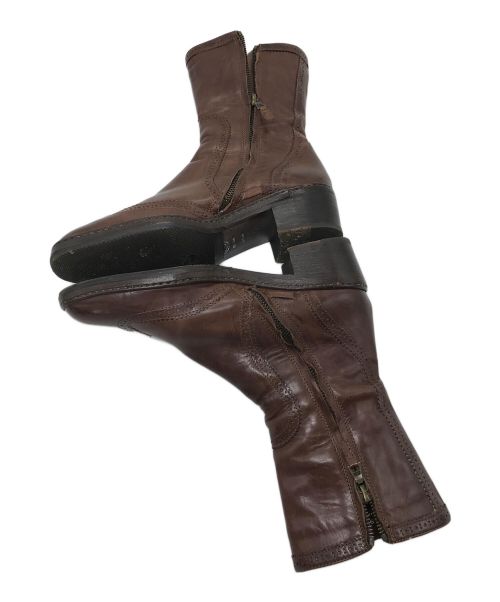 DRIES VAN NOTEN（ドリスヴァンノッテン）DRIES VAN NOTEN (ドリスヴァンノッテン) ウイングチップサイドジップブーツ ブラウン サイズ:35 1/2の古着・服飾アイテム