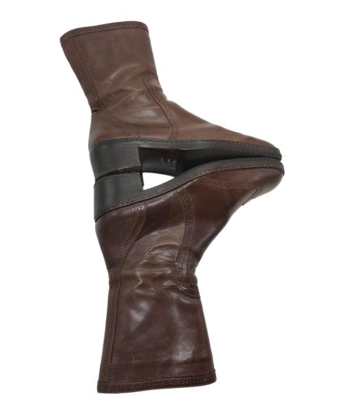 DRIES VAN NOTEN（ドリスヴァンノッテン）DRIES VAN NOTEN (ドリスヴァンノッテン) ウイングチップサイドジップブーツ ブラウン サイズ:35 1/2の古着・服飾アイテム