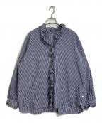 journal standard luxeジャーナルスタンダード ラックス）の古着「ギンガム フリルブラウス」｜ネイビー