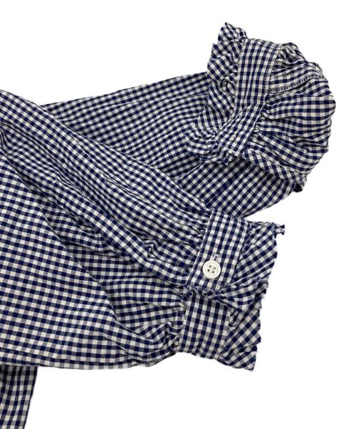 journal standard luxe（ジャーナルスタンダード ラックス）JOURNAL STANDARD LUXE (ジャーナルスタンダード リュクス) ギンガム フリルブラウス ネイビー サイズ:FREEの古着・服飾アイテム