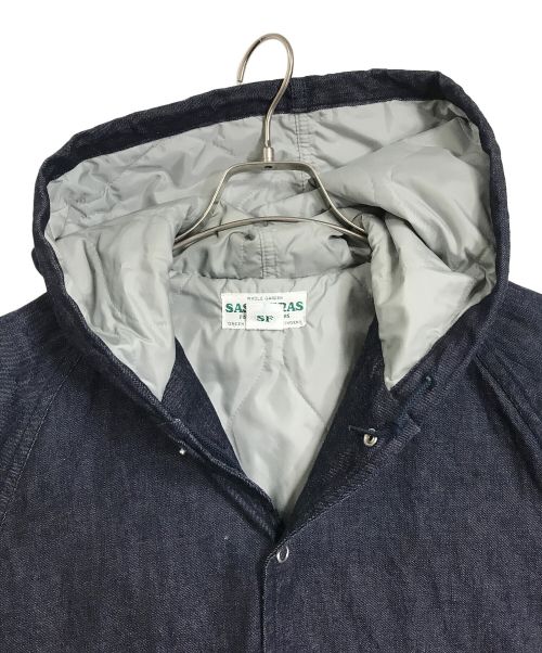 SASSAFRAS（ササフラス）SASSAFRAS (ササフラス) フードデニムジャケット　中綿パーカー　半袖 インディゴ サイズ:Sの古着・服飾アイテム