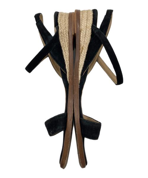 PELLICO SUNNY（ペリーコサニー）PELLICO SUNNY (ペリーコサニー) アンクルストラップスクエアトゥジュートサンダル ブラック サイズ:37の古着・服飾アイテム