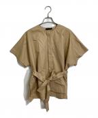 TOMORROW LANDトゥモローランド）の古着「コットンギャバジン ベルテッドシャツ　ラグランブラウス」｜ベージュ