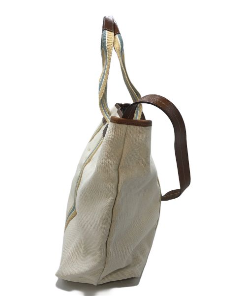 GUCCI（グッチ）GUCCI (グッチ) キャンバス2WAYバッグ　トートバッグ　ショルダーバッグ ベージュ×ブルー×ブラウン サイズ:実寸参照の古着・服飾アイテム