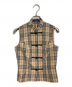 BURBERRY BLUE LABELバーバリーロンドンブルーレーベル）の古着「ノバチェックチャイナノースリーブシャツ　」｜ベージュ