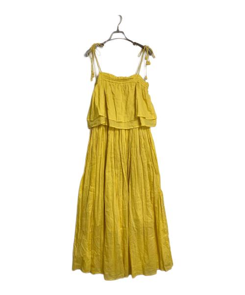 ne quittez pas（ヌキテパ）ne quittez pas (ヌキテパ) TRD キャミワンピース　ロングワンピース　マキシワンピース　コットンワンピース　ロングドレス　インド製 イエロー サイズ:実寸参照の古着・服飾アイテム
