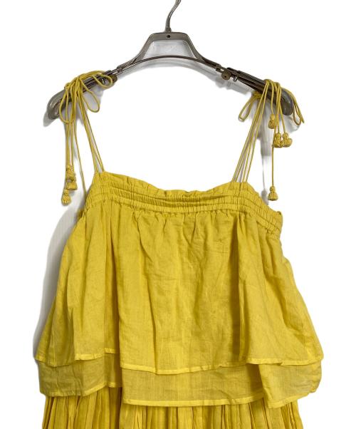 ne quittez pas（ヌキテパ）ne quittez pas (ヌキテパ) TRD キャミワンピース　ロングワンピース　マキシワンピース　コットンワンピース　ロングドレス　インド製 イエロー サイズ:実寸参照の古着・服飾アイテム