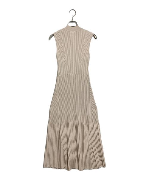 anuans（アニュアンス）anuans (アニュアンス) セミマーメイドリブニットワンピース　ロングワンピース　プリーツニットワンピース ベージュ サイズ:FREEの古着・服飾アイテム