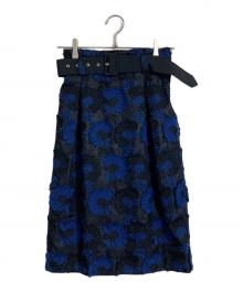 martinique（マルティニーク）の古着「刺繍タックスカート」｜ブルー×ブラック