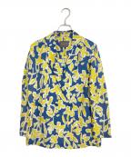 TOMORROW LANDトゥモローランド）の古着「キースフラワープリント ダブルブレストジャケット」｜ネイビー×イエロー