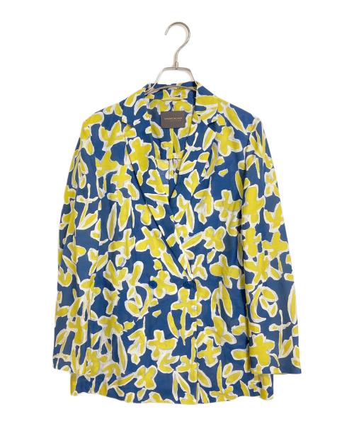 TOMORROW LAND（トゥモローランド）TOMORROW LAND (トゥモローランド) キースフラワープリント ダブルブレストジャケット ネイビー×イエロー サイズ:34の古着・服飾アイテム