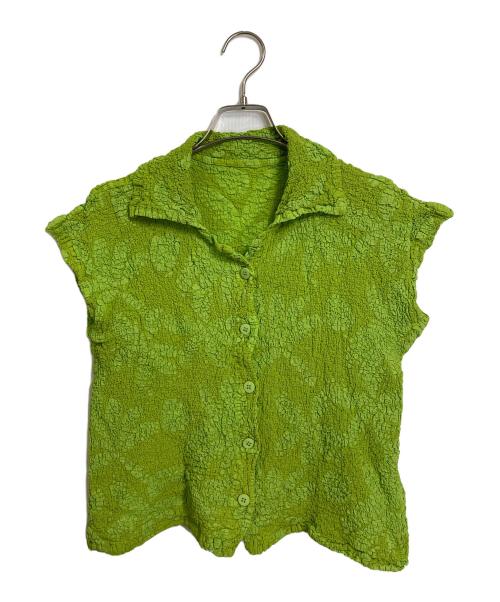 me ISSEY MIYAKE（ミーイッセイ ミヤケ）me ISSEY MIYAKE (ミーイッセイ ミヤケ) カリフラワーノースリーブシャツ　デザイントップス グリーン サイズ:実寸参照の古着・服飾アイテム