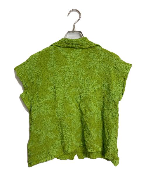 me ISSEY MIYAKE（ミーイッセイ ミヤケ）me ISSEY MIYAKE (ミーイッセイ ミヤケ) カリフラワーノースリーブシャツ　デザイントップス グリーン サイズ:実寸参照の古着・服飾アイテム