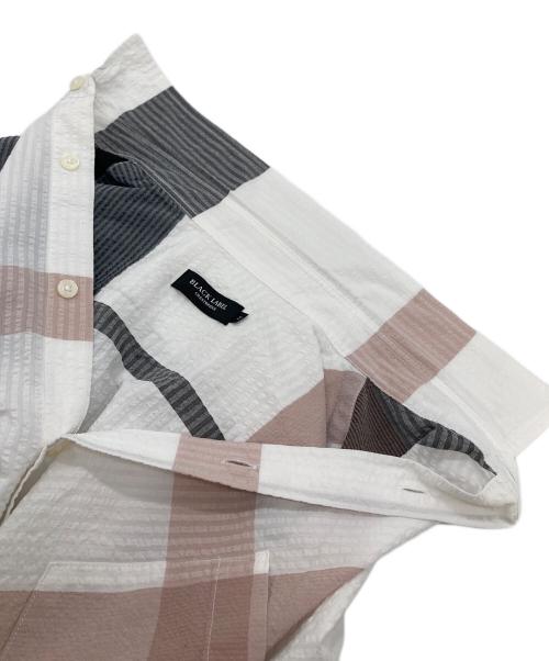 BLACK LABEL CRESTBRIDGE（ブラックレーベル クレストブリッジ）BLACK LABEL CRESTBRIDGE (ブラックレーベル クレストブリッジ) Black Label チェック半袖シャツ ラウンドカット ホワイト×グレー サイズ:Mの古着・服飾アイテム