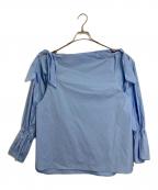 roughlowラフロー）の古着「オフショルブラウス」｜ブルー