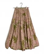 WONDERFUL WORLDワンダフルワールド）の古着「ブーケ柄スカート　インナースカートあり」｜ピンク×グリーン