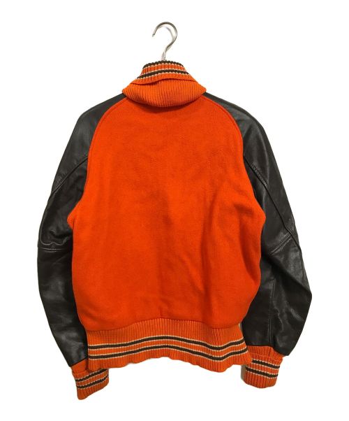 skookum（スクーカム）SKOOKUM (スクーカム) ウール切替レザースタジャン　アウター　アメリカ製　MADE IN USA オレンジ×ブラウン サイズ:36の古着・服飾アイテム