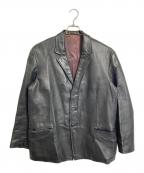 NOEL CUIRノエル キュイール）の古着「【古着】30’Sレザーカバーオール　30年代 フランスヴィンテージ　アウター　レザージャケット　テーラードジャケット　レザーテーラードジャケット」｜ブラック
