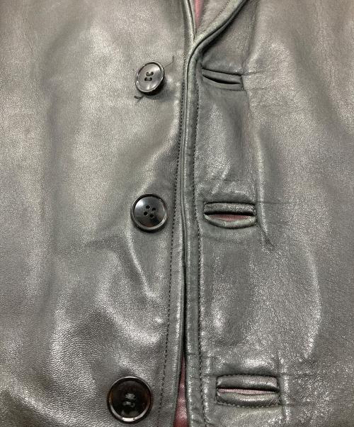 NOEL CUIR（ノエル キュイール）NOEL CUIR (ノエル キュイール) 【古着】30’Sレザーカバーオール　30年代 フランスヴィンテージ　アウター　レザージャケット　テーラードジャケット　レザーテーラードジャケット ブラック サイズ:46の古着・服飾アイテム