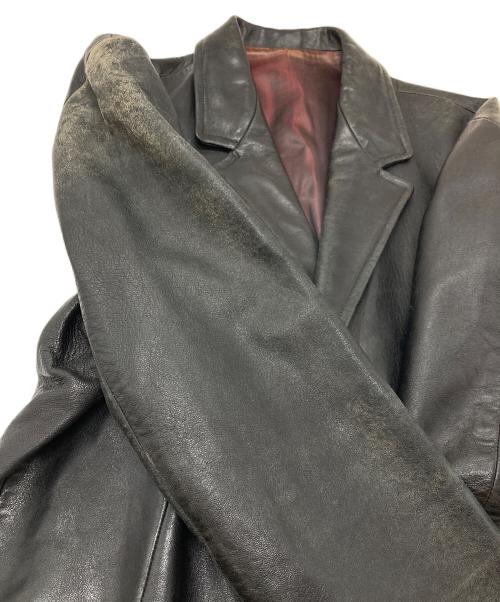 NOEL CUIR（ノエル キュイール）NOEL CUIR (ノエル キュイール) 【古着】30’Sレザーカバーオール　30年代 フランスヴィンテージ　アウター　レザージャケット　テーラードジャケット　レザーテーラードジャケット ブラック サイズ:46の古着・服飾アイテム