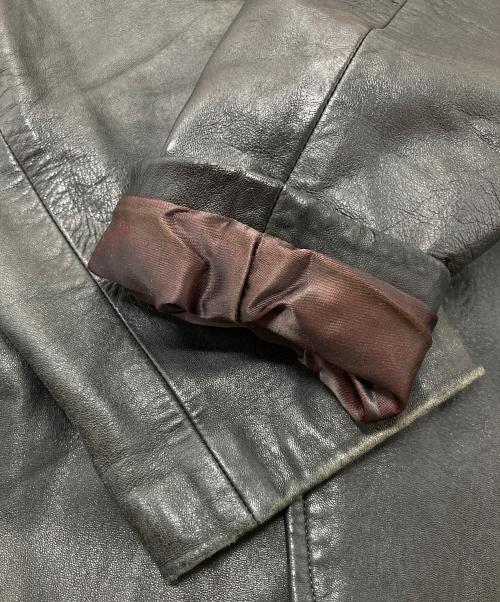 NOEL CUIR（ノエル キュイール）NOEL CUIR (ノエル キュイール) 【古着】30’Sレザーカバーオール　30年代 フランスヴィンテージ　アウター　レザージャケット　テーラードジャケット　レザーテーラードジャケット ブラック サイズ:46の古着・服飾アイテム