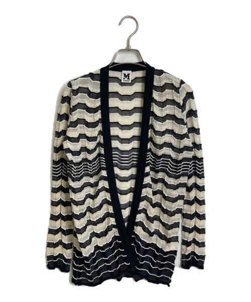 missoni（ミッソーニ）MISSONI (ミッソーニ) マルチボーダーカーディガン ホワイト×ブラック サイズ:40の古着・服飾アイテム