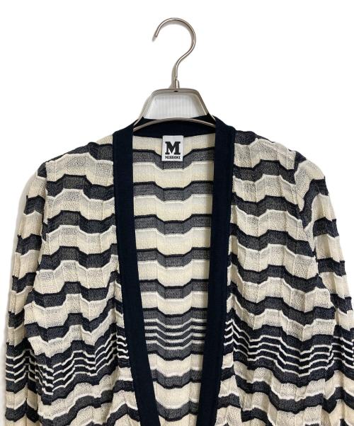 missoni（ミッソーニ）MISSONI (ミッソーニ) マルチボーダーカーディガン ホワイト×ブラック サイズ:40の古着・服飾アイテム