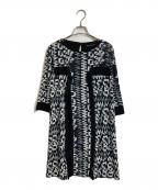 HIROKO KOSHINOヒロコ コシノ）の古着「総柄ワンピース　七分袖ワンピース」｜ブラック