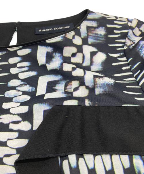 HIROKO KOSHINO（ヒロコ コシノ）HIROKO KOSHINO (ヒロコ コシノ) 総柄ワンピース　七分袖ワンピース ブラック サイズ:40の古着・服飾アイテム
