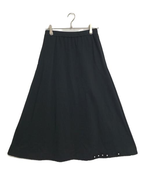 INGEBORG（インゲボルグ）INGEBORG (インゲボルグ) フラワーモチーフ付きカットソースカート　日本製 ブラック サイズ:3（サイズ9号）の古着・服飾アイテム