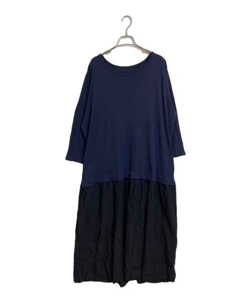 Y's（ワイズ）Y's (ワイズ) ドッキングワンピース ネイビー×ブラック サイズ:Sの古着・服飾アイテム