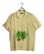PAPASパパス）の古着「アロハシャツ　麻シャツ　リネンシャツ　半袖シャツ」｜イエロー