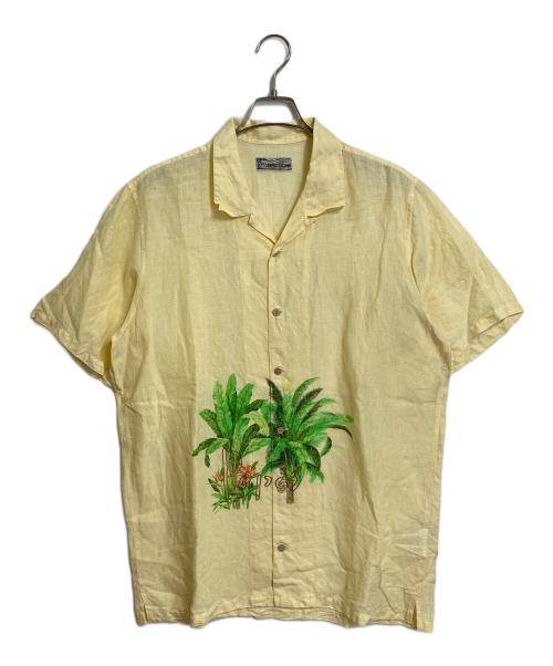 PAPAS（パパス）PAPAS (パパス) アロハシャツ　麻シャツ　リネンシャツ　半袖シャツ イエロー サイズ:Lの古着・服飾アイテム