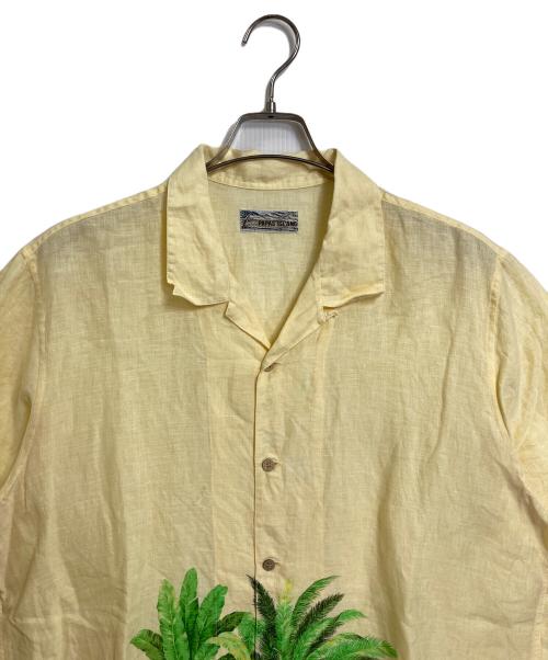 PAPAS（パパス）PAPAS (パパス) アロハシャツ　麻シャツ　リネンシャツ　半袖シャツ イエロー サイズ:Lの古着・服飾アイテム
