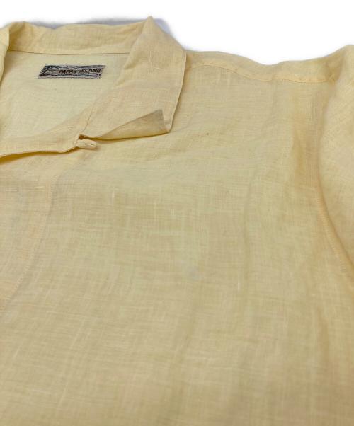 PAPAS（パパス）PAPAS (パパス) アロハシャツ　麻シャツ　リネンシャツ　半袖シャツ イエロー サイズ:Lの古着・服飾アイテム