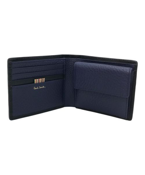 PAUL SMITH（ポールスミス）Paul Smith (ポールスミス) 二つ折り マルチストライプ財布 ネイビー サイズ:実寸参照の古着・服飾アイテム